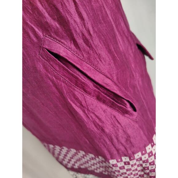 Pianura Studio Linen Blend Tunic Dress Eggplant Purple Geometric Design Size 44 - Picture 6 of 12